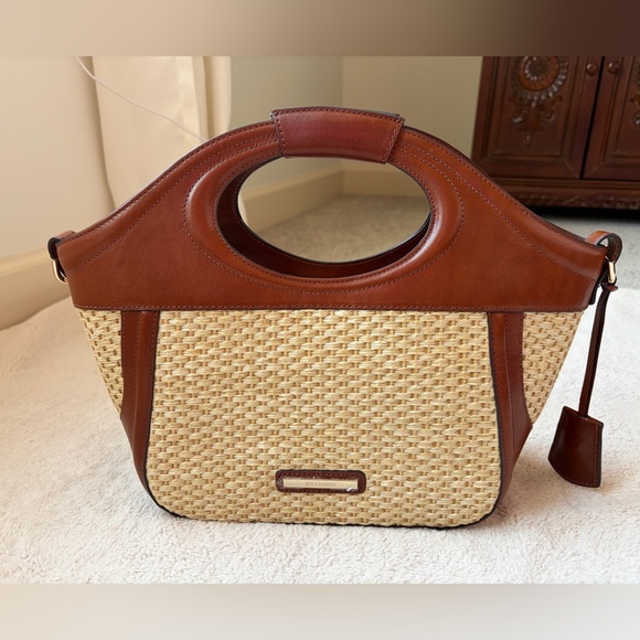 Brahmin Handbags - NWOT Brahmin Brown and Tan Woven Tullia Satchel Handbag
